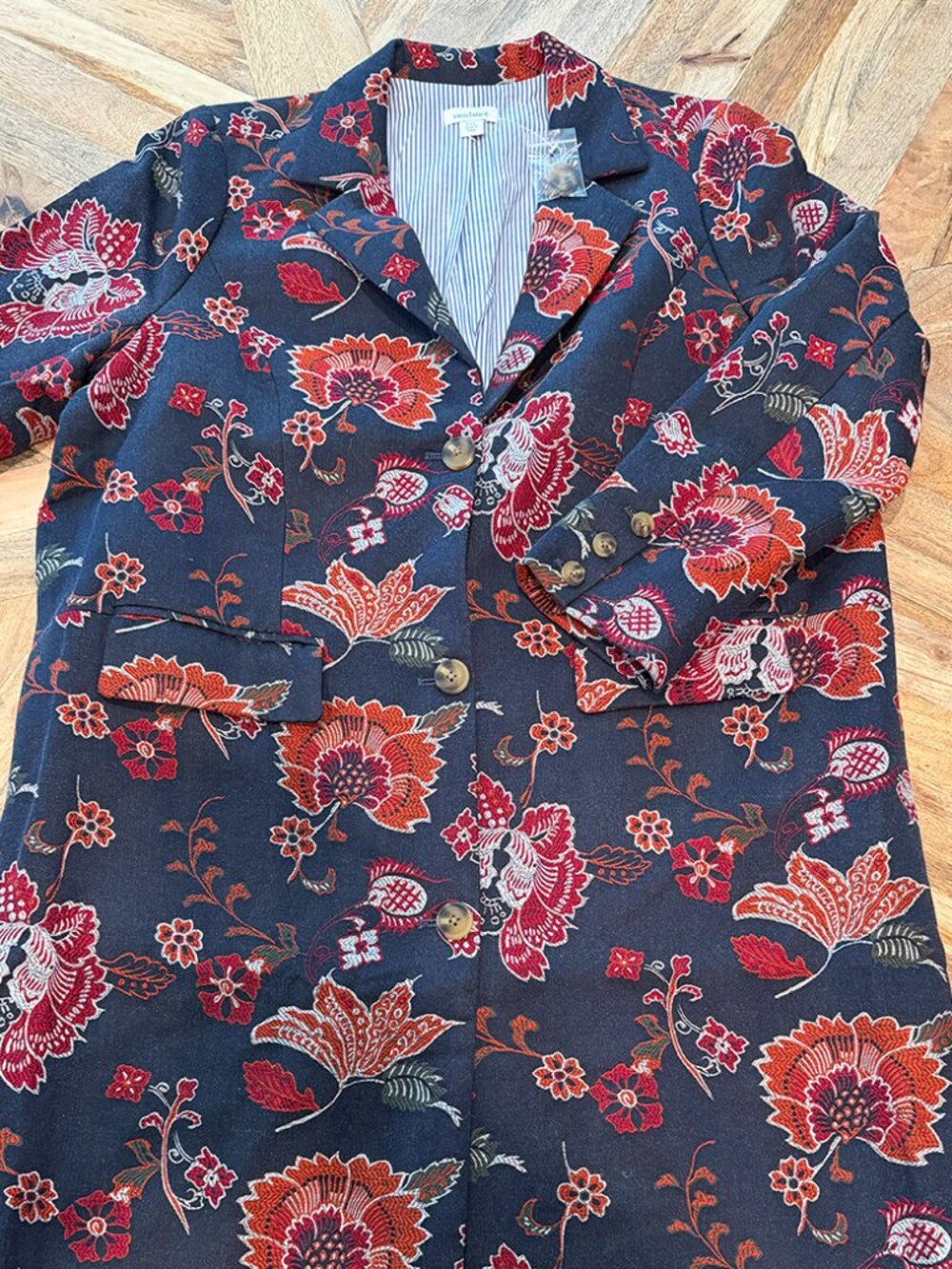 NWT Sundance Tapestry Trench Coat • Floral Cotton • Petite XL • Statement Jacket